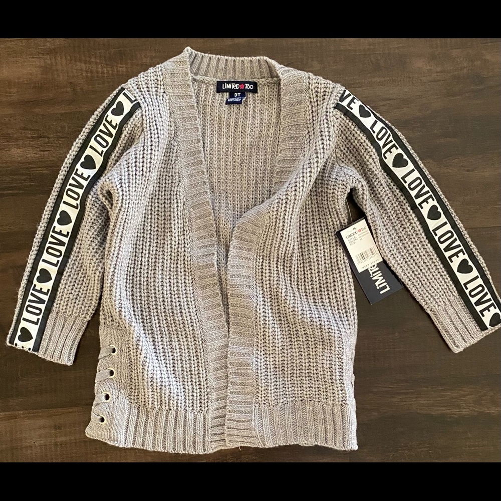 Toddler Girl Grey Gray Open Love Sweater 3T NEW Limited Too